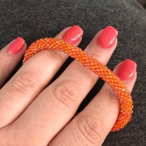 Sashka Co Glass Beaded Roll-On Bracelet Orange